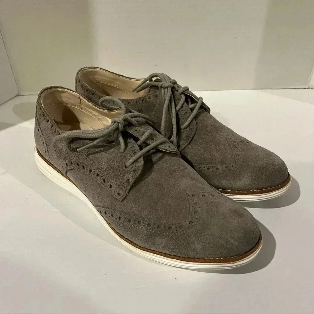 Cole Haan Womens Lunargrand Wingtip II Lace up Oxford Flats Grey Waterproof Sz 9